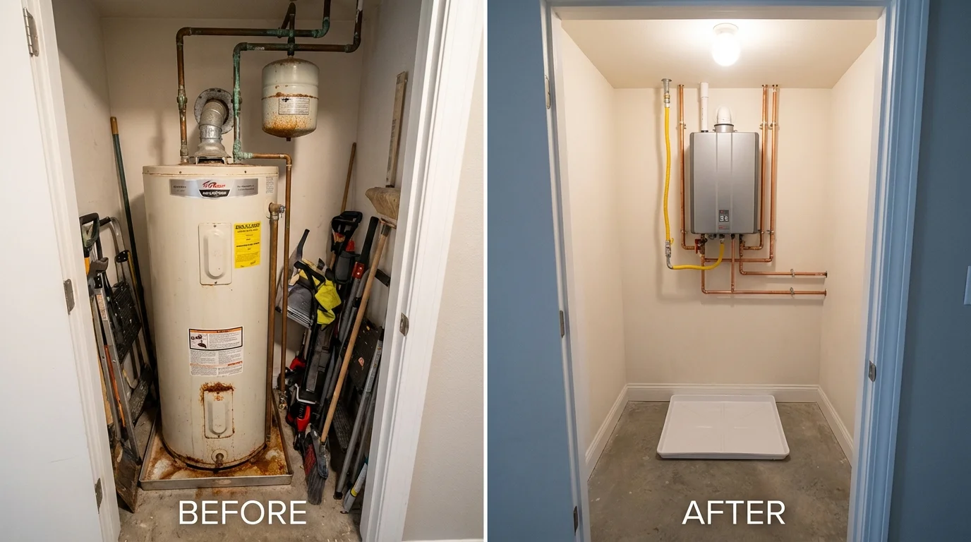 Tank water heater versus wall-mounted tankless unit comparison for Windsor, CO homeowners